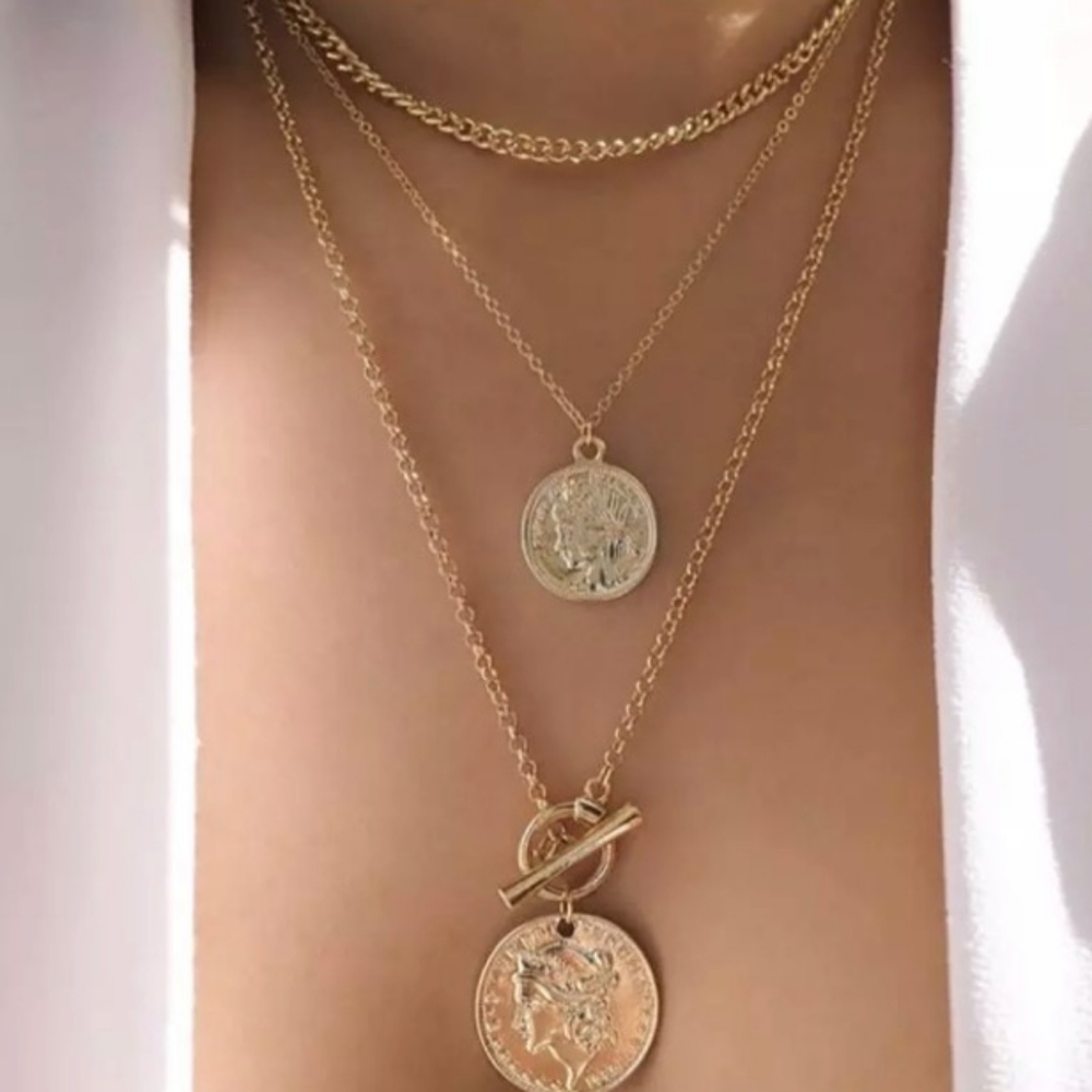 Retro Coin Pendant Multilayer Necklace